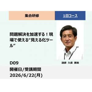 D09:問題解決を加速する！現場で使える“見える化ツール” 習得講座_2026年6月22日 (9:30〜16:30)